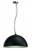 Pendelleuchte Forchini, außen schwarz, innen silber, Durchmesser 50 cm
